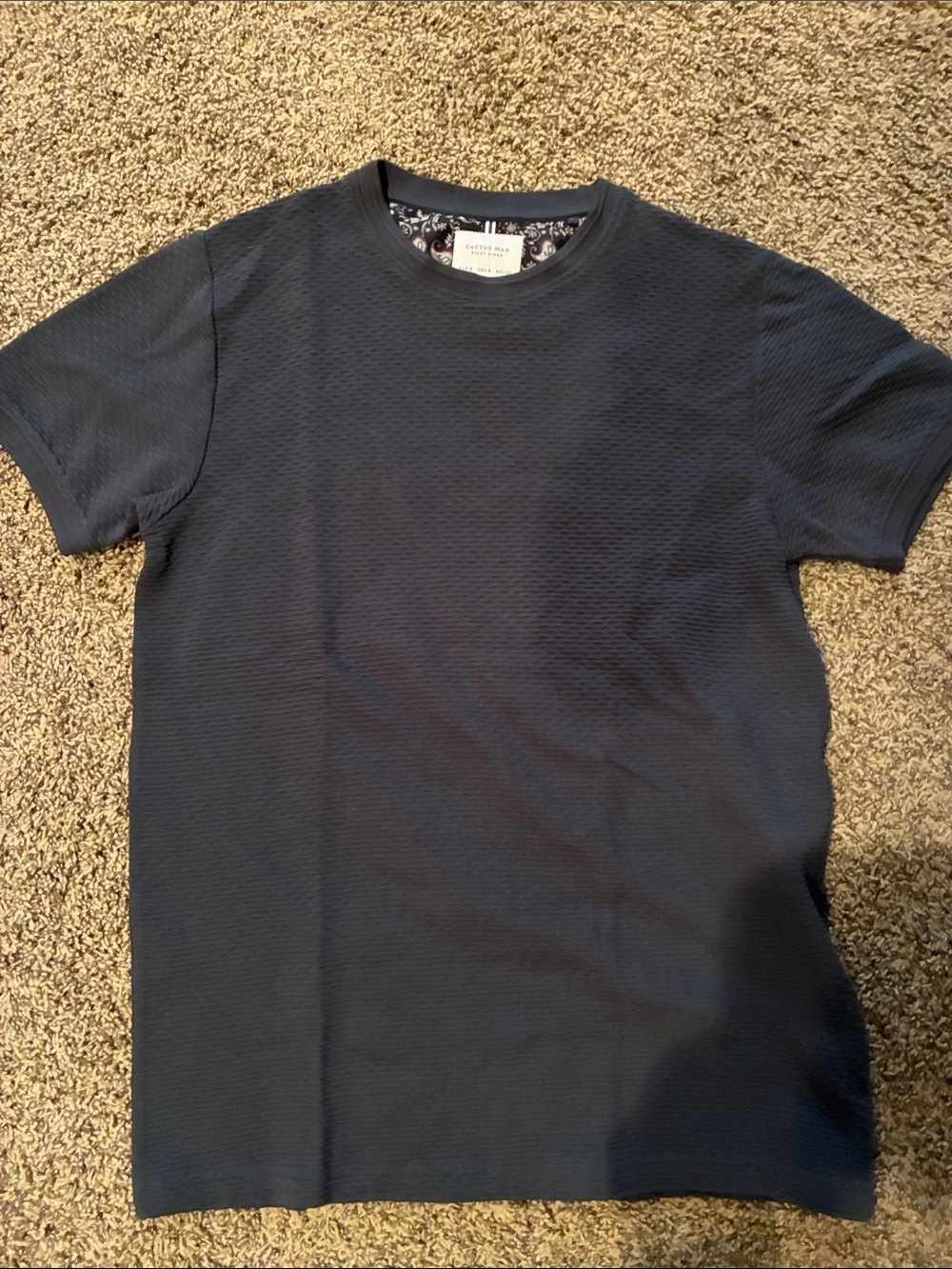 Casual Textured Crewneck Tee - Navy